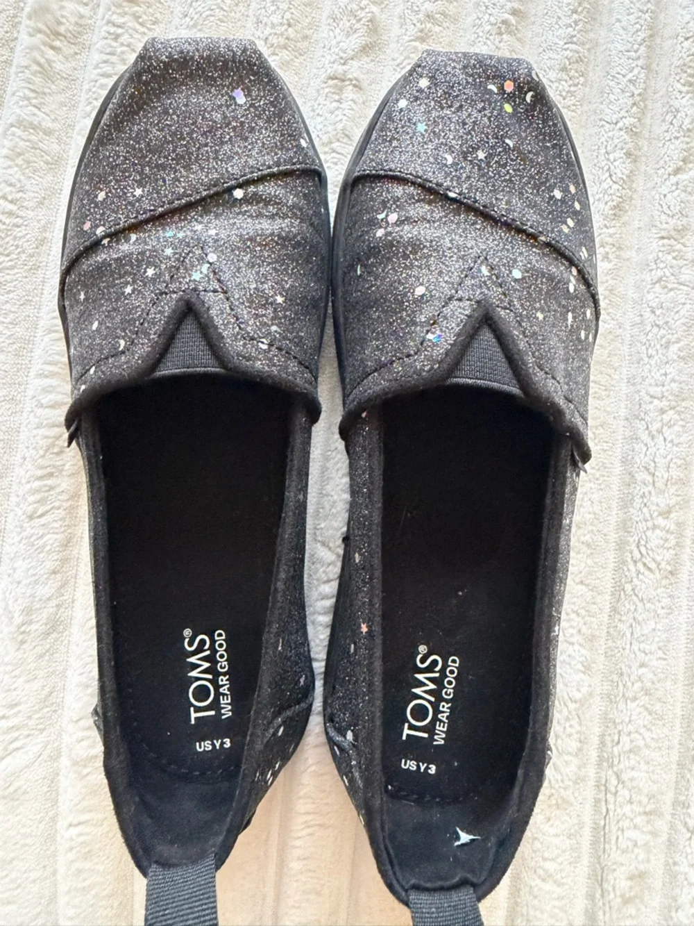 TOMS Kids Cosmic Glitter Slip-On Flats in Charcoal Gray - Picture 5 of 7